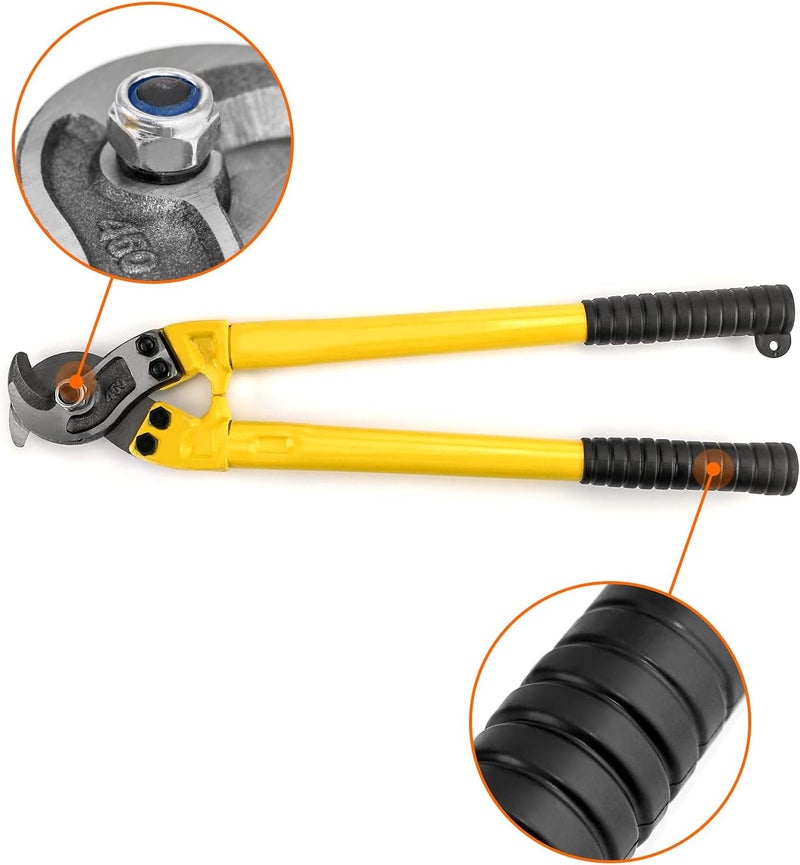 QWORK Hardened Cable Cutter, 18" Heavy Duty Stainless Steel Wire Rope Cutter for Cutting Steel Wire - Image 3